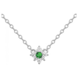 Collier Argent 925/1000, spinelle verte et oxydes de zirconium by Stauffer 70700892