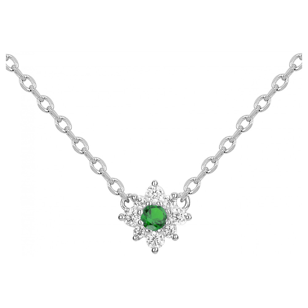 Collier Argent 925/1000, spinelle verte et oxydes de zirconium by Stauffer 70700892