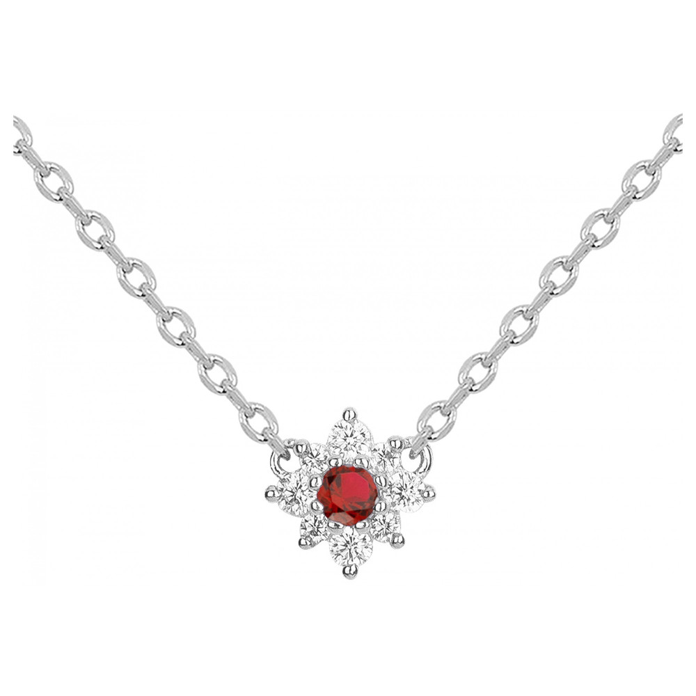 Collier Argent 925/1000, spinelle rouge et oxydes de zirconium by Stauffer 70700893