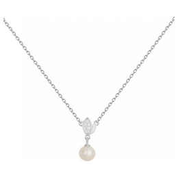 Collier Argent 925/1000, perle de culture et oxydes de zirconium by Stauffer 70700898