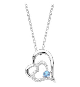 Collier Argent 925/1000 et spinelle bleue topaze et oxydes de zirconium by Stauffer 70700937