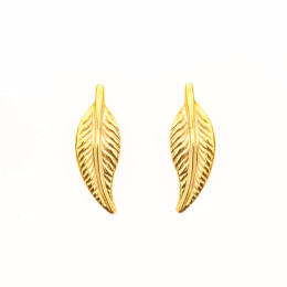 les Boucles d'oreilles or jaune 375/1000 ,motifs plumes by Stauffer