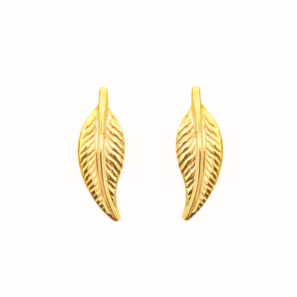 les Boucles d'oreilles or jaune 375/1000 ,motifs plumes by Stauffer