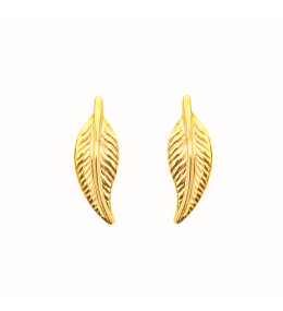 les Boucles d'oreilles or jaune 375/1000 ,motifs plumes by Stauffer