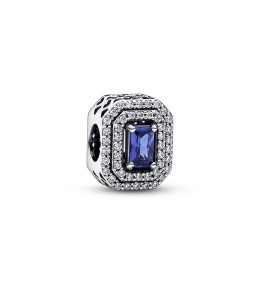 Le Charm Pandora, Abyme de Rectangles Scintillants Bleu, Argent 925/1000, 792385C01.