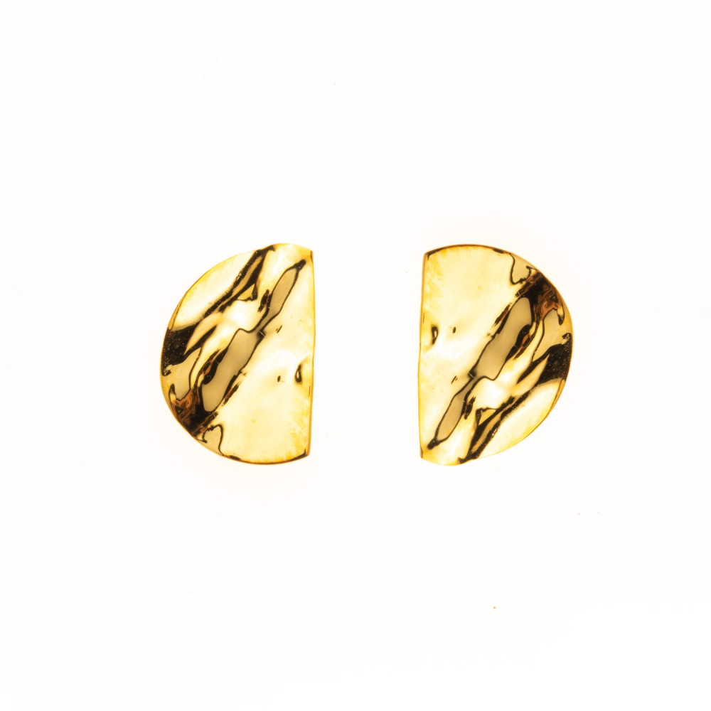 Les Boucles d'oreilles, or jaune 375/1000 ,motifs demi-ronds froissés, by Stauffer