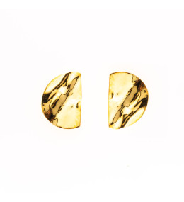 Les Boucles d'oreilles, or jaune 375/1000 ,motifs demi-ronds froissés, by Stauffer