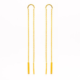 les Boucles d'oreilles pendantes, or jaune 375/1000 , chaînes + tubes, by Stauffer
