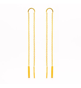 les Boucles d'oreilles pendantes, or jaune 375/1000 , chaînes + tubes, by Stauffer