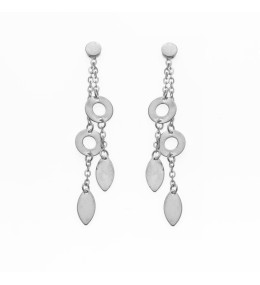 les Boucles d'oreilles pendantes or gris 375/1000, motifs ronds et navettes, by Stauffer
