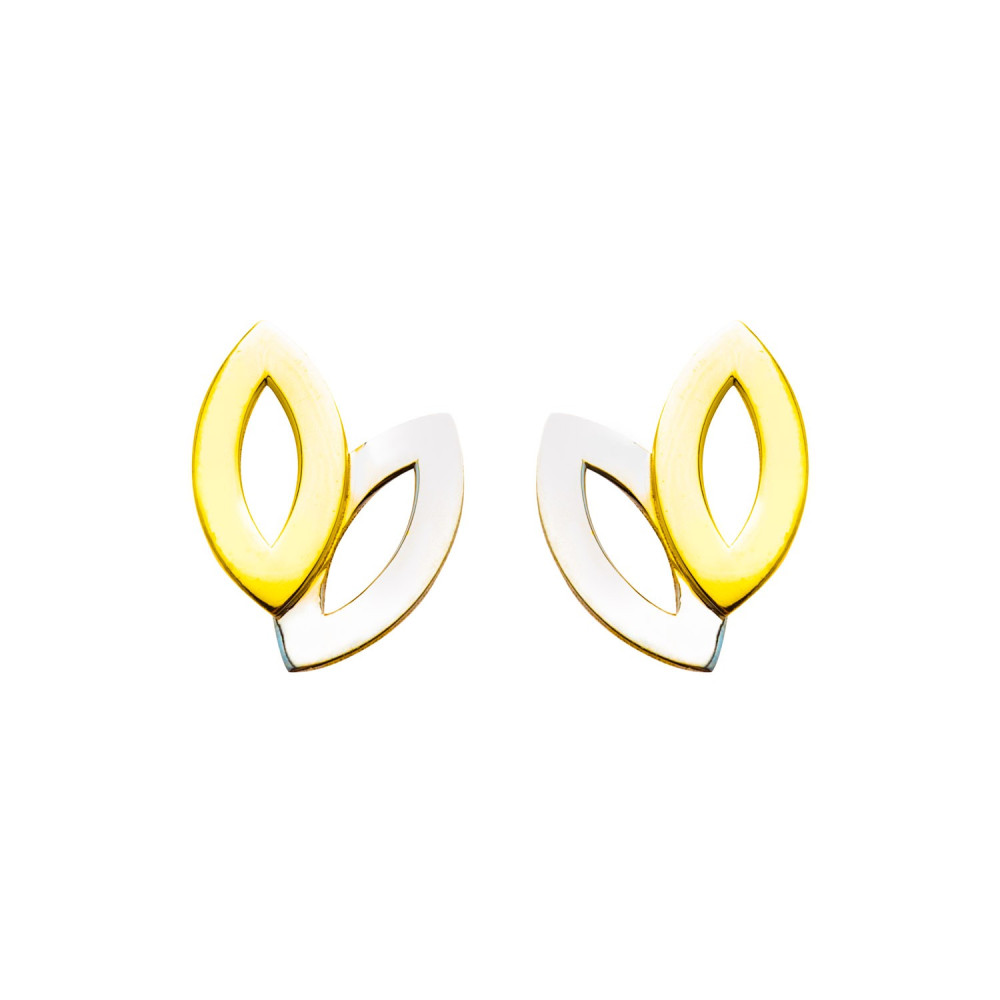 Les Boucles d'oreilles, or bicolore 375/1000, motifs navettes, by Stauffer