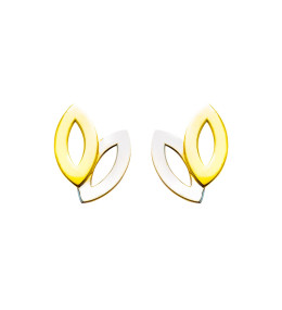Les Boucles d'oreilles, or bicolore 375/1000, motifs navettes, by Stauffer