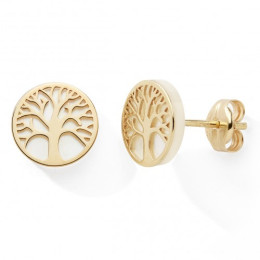 Les Boucles d'oreilles or jaune 375/1000, arbre de vie by Stauffer