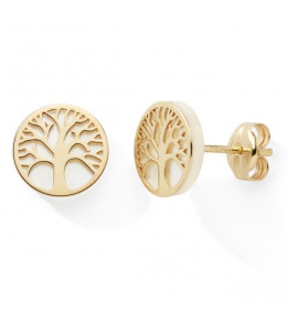 Les Boucles d'oreilles or jaune 375/1000, arbre de vie by Stauffer