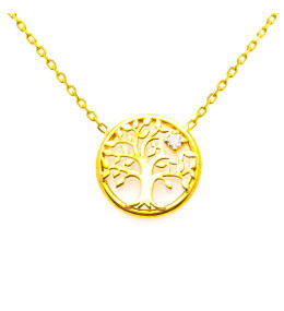 le Collier or jaune 375/1000 , arbre de vie et diamant, by Stauffer