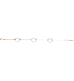 Bracelet plaqué or et Céramique blanche coeurs by Stauffer Ref. 1-36-0003