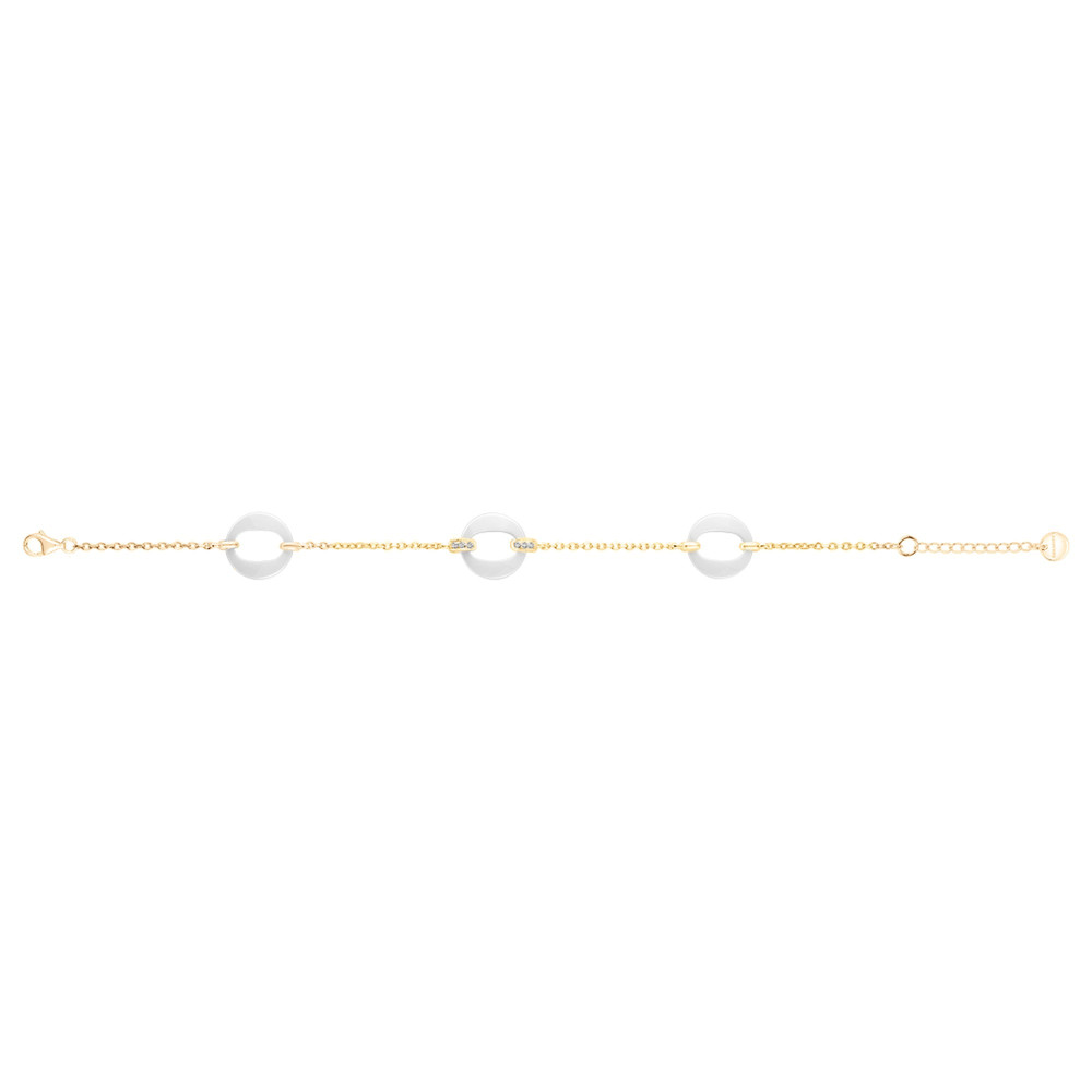Bracelet plaqué or et Céramique blanche 3 motifs by Stauffer Ref. 1-36-0007