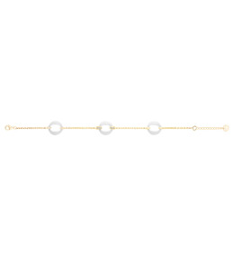 Bracelet plaqué or et Céramique blanche 3 motifs by Stauffer Ref. 1-36-0007