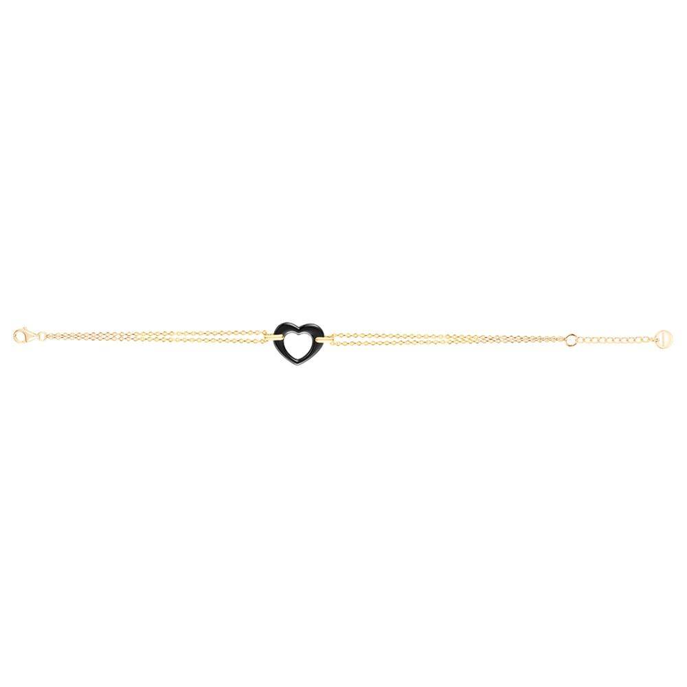 Bracelet plaqué or et Céramique noire coeur by Stauffer Ref. 1-36-0009