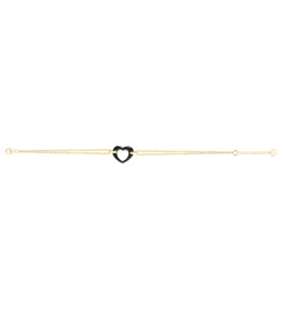 Bracelet plaqué or et Céramique noire coeur by Stauffer Ref. 1-36-0009