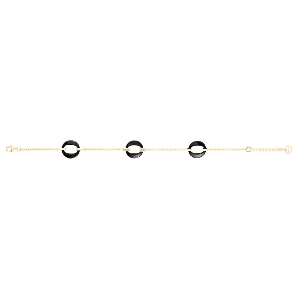 Bracelet plaqué or et Céramique noire 3 motifs by Stauffer Ref. 1-36-0010
