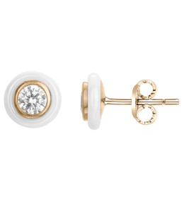 Boucles d'oreilles plaqué or et Céramique blanche et oxydes de zirconium by Stauffer Ref. 1-46-0001
