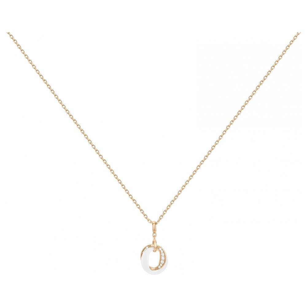 Collier plaqué or et Céramique blanche double anneaux by Stauffer Ref. 1-76-0002