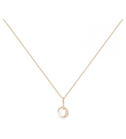 Collier plaqué or et Céramique blanche double anneaux by Stauffer Ref. 1-76-0002