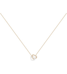 Collier plaqué or et Céramique blanche double coeurs by Stauffer Ref. 1-76-0003
