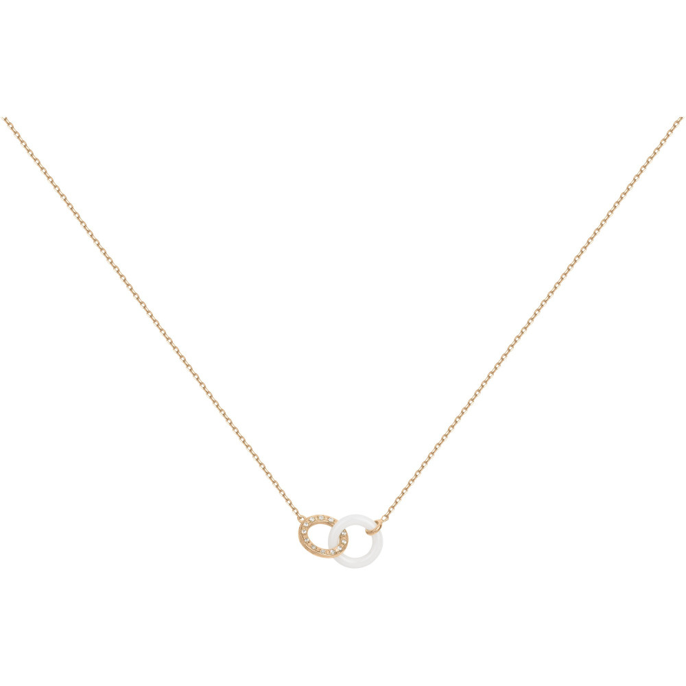 Collier plaqué or et Céramique blanche double anneaux by Stauffer Ref. 1-76-0004