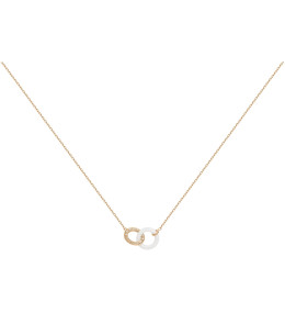 Collier plaqué or et Céramique blanche double anneaux by Stauffer Ref. 1-76-0004