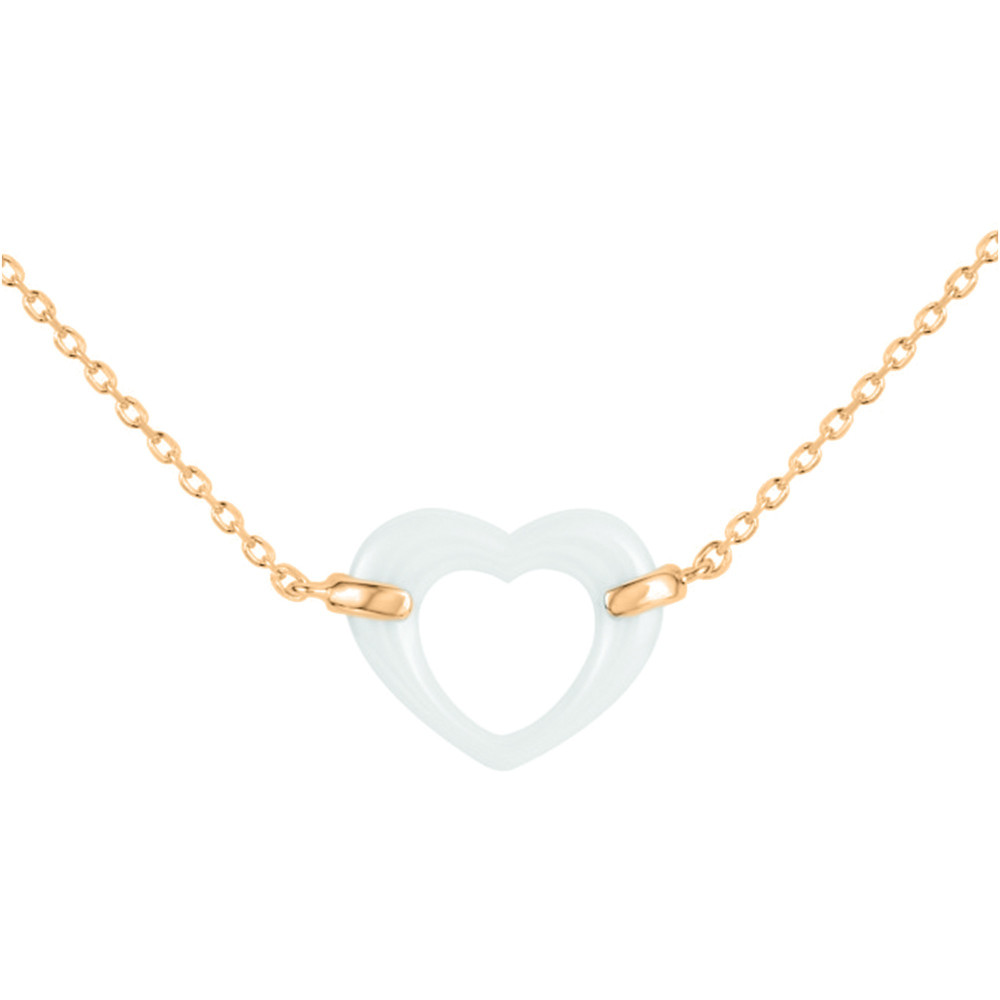 Collier plaqué or et Céramique blanche coeur by Stauffer Ref. 1-76-0005