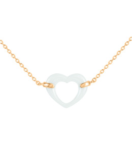 Collier plaqué or et Céramique blanche coeur by Stauffer Ref. 1-76-0005