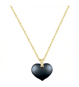 Collier plaqué or et Céramique noire coeur by Stauffer Ref. 1-76-0013
