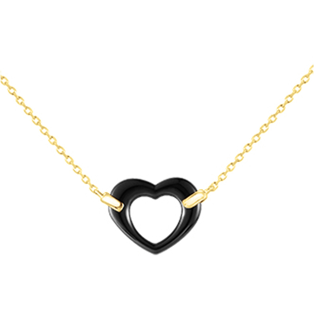 Collier plaqué or et Céramique noire coeur by Stauffer Ref. 1-76-0014