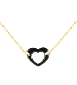 Collier plaqué or et Céramique noire coeur by Stauffer Ref. 1-76-0014