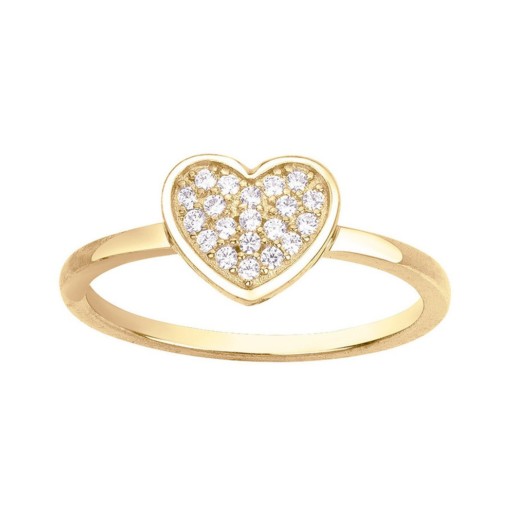 Bague Plaqué Or, motif coeur et oxydes de zirconium by Stauffer Ref. 66100021