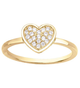 Bague Plaqué Or, motif coeur et oxydes de zirconium by Stauffer Ref. 66100021