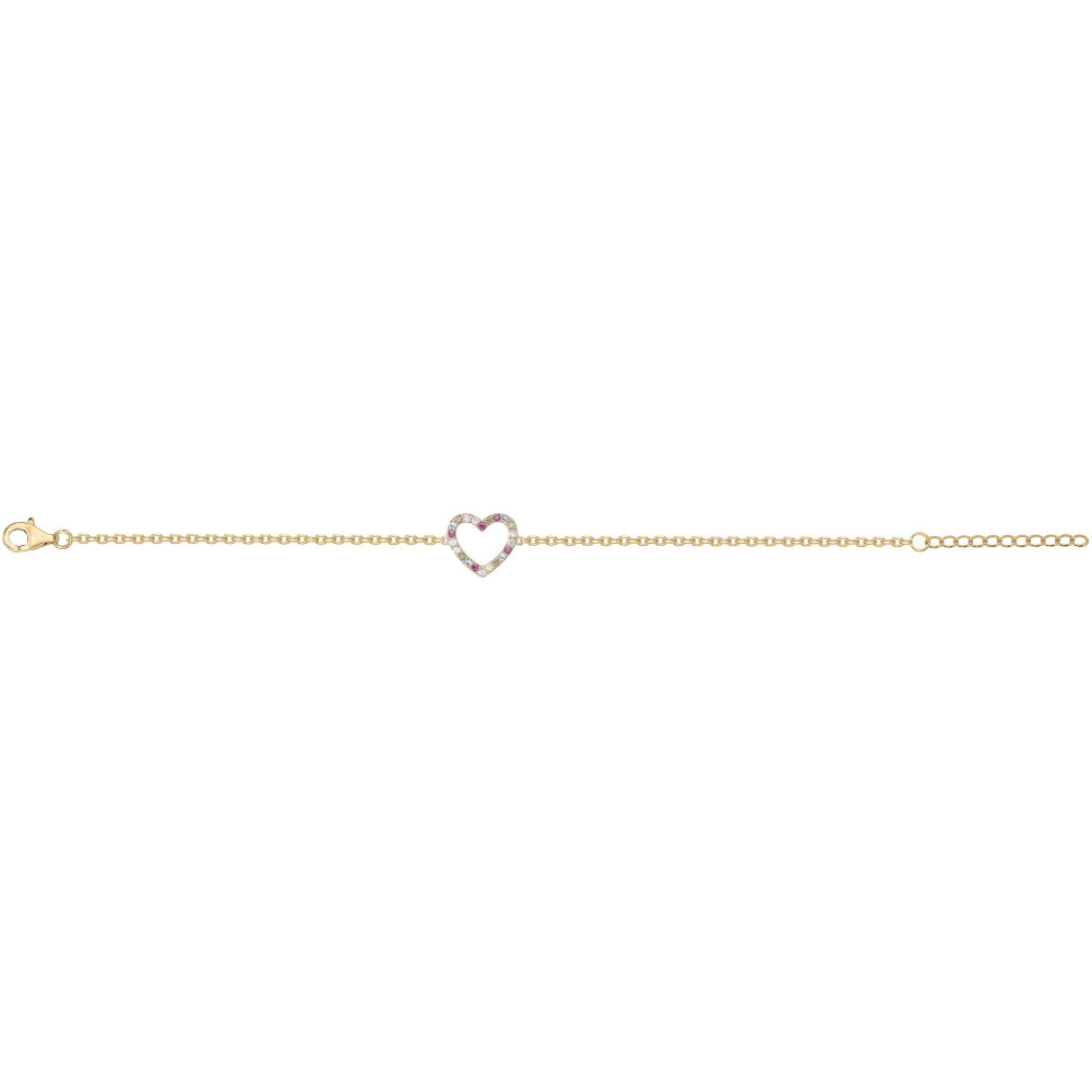 Bracelet plaqué or et oxydes multicolores, motif coeur by Stauffer 66300080