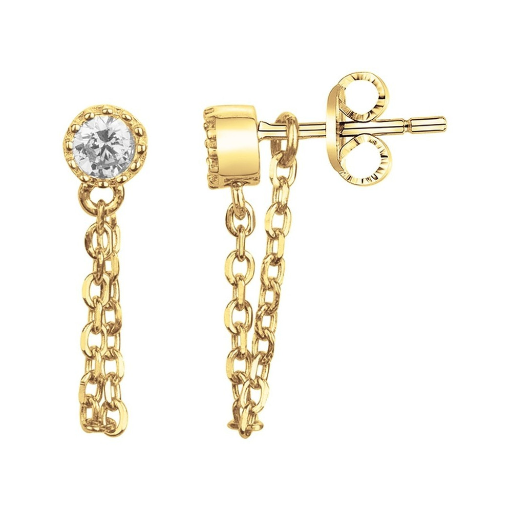 Boucles d'oreilles plaqué or et 2 oxydes de zirconium by Stauffer 66400086