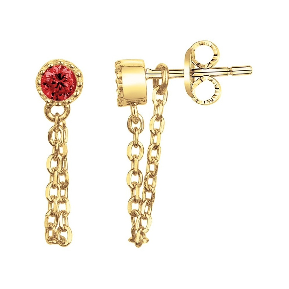 Boucles d'oreilles plaqué or et 2 spinelles rouges by Stauffer 66400090