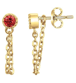 Boucles d'oreilles plaqué or et 2 spinelles rouges by Stauffer 66400090