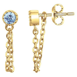 Boucles d'oreilles plaqué or et 2 spinelles bleues topazes by Stauffer 66400091