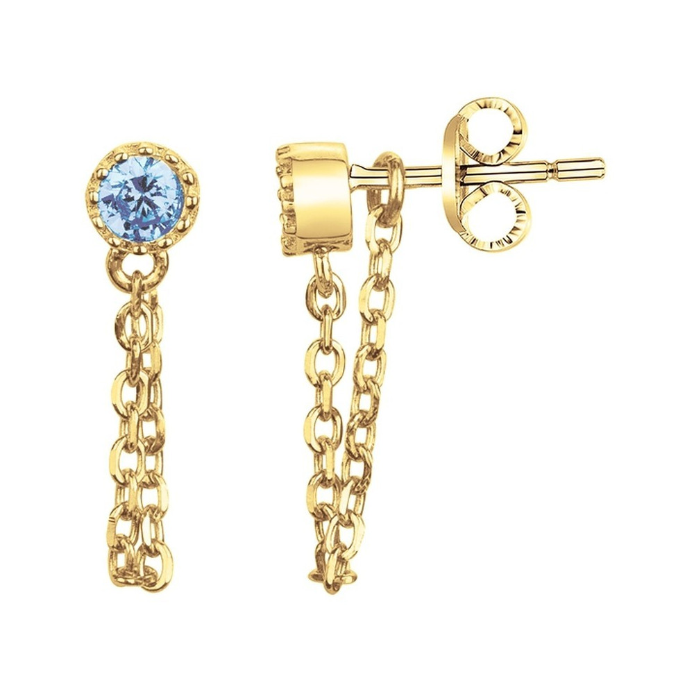 Boucles d'oreilles plaqué or et 2 spinelles bleues topazes by Stauffer 66400091