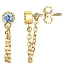 Boucles d'oreilles plaqué or et 2 spinelles bleues topazes by Stauffer 66400091