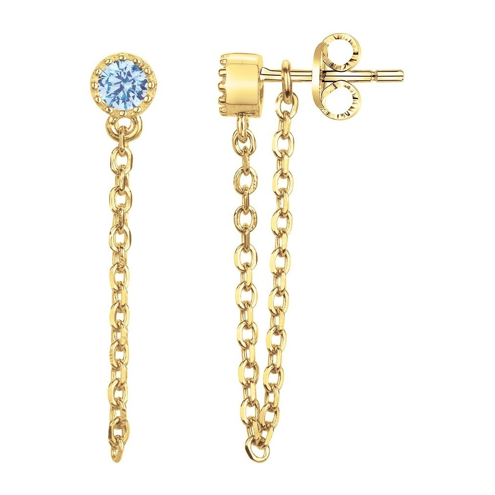 Boucles d'oreilles plaqué or et 2 spinelles bleues topazes by Stauffer 66400092