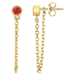 Boucles d'oreilles plaqué or et 2 spinelles rouges by Stauffer 66400093