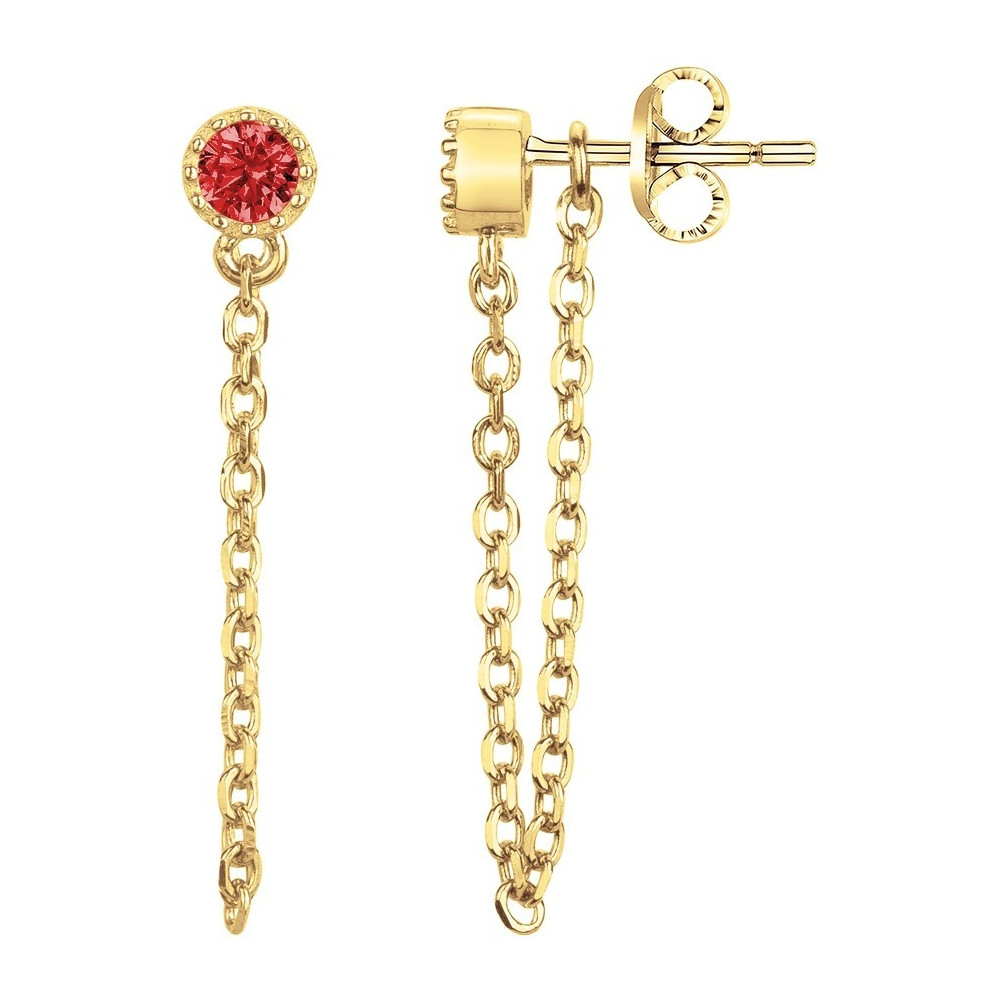 Boucles d'oreilles plaqué or et 2 spinelles rouges by Stauffer 66400093