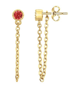 Boucles d'oreilles plaqué or et 2 spinelles rouges by Stauffer 66400093