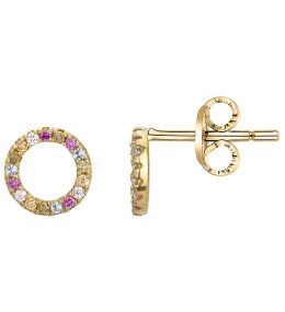 Boucles d'oreilles plaqué or et 34 oxydes multicolore by Stauffer 66400102